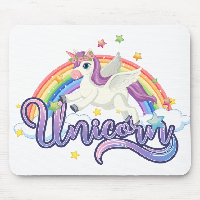 Schönes Rainbow Unicorn Mousepad (Vorne)