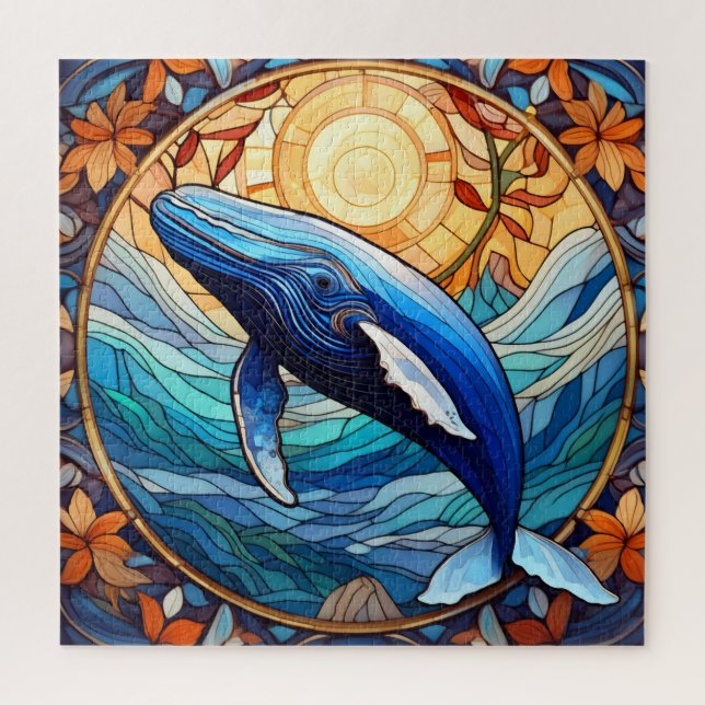 Schönes Rätsel der Tropischen Buntglaskunst Puzzle (Vertikal)