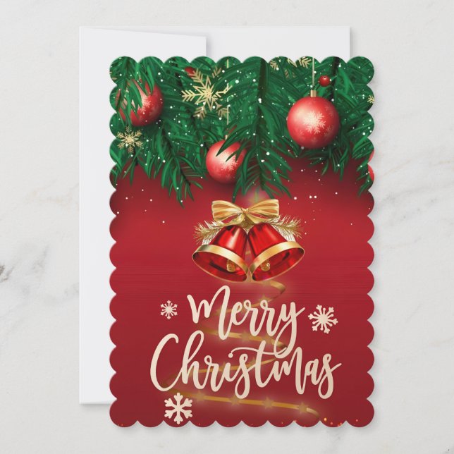 Schönes Red Gold Frohe Weihnachten Persönliche Wün Einladung (Vorderseite)