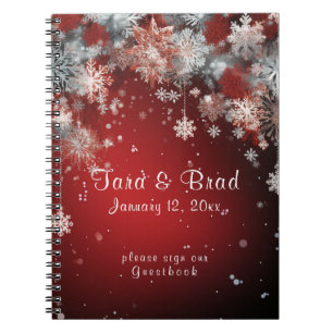Schönes Red Winter Wedding Gästebuch Notizblock