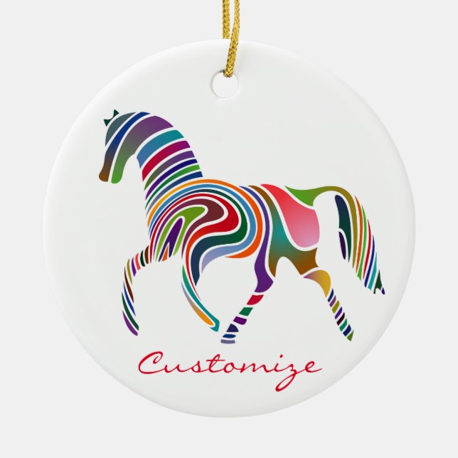 Schönes Regenbogenfarbenpferd Thunder_Cove Keramik Ornament (Vorne)