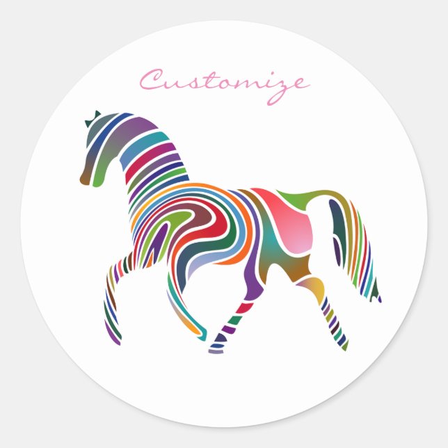 Schönes Regenbogenfarbenpferd Thunder_Cove Runder Aufkleber (Vorderseite)