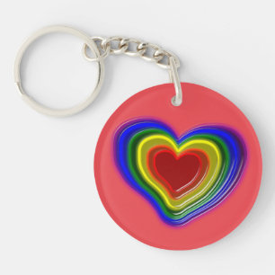 schönes Regenbogenherz Schlüsselanhänger