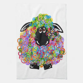 Schönes Regenbogenschaf der Familie Geschirrtuch