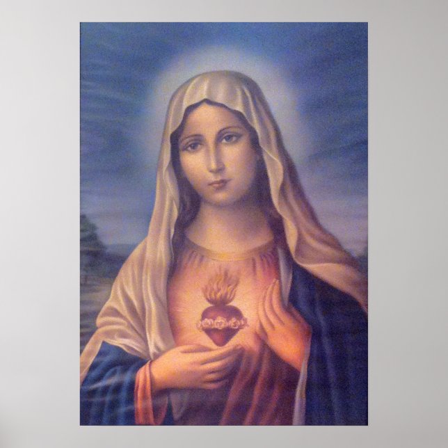 Schönes religiöses Heiliges Herz der Jungfrau Mary Poster (Vorne)