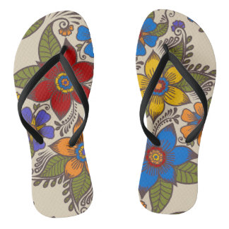 Schönes Retro Boho Blumendesign Flip Flops