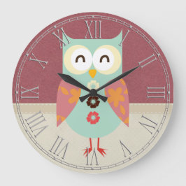 Schönes Retro-Owl Große Wanduhr