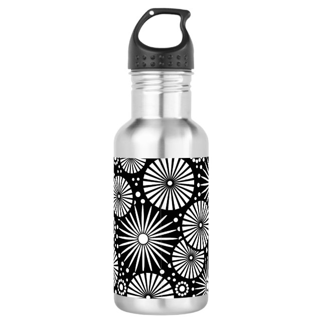 Schönes Retro schwarz-weiß Edelstahlflasche (Vorderseite)