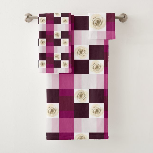 Schönes romantisches rosa Blumenmuster Badhandtuch Set (Insitu)