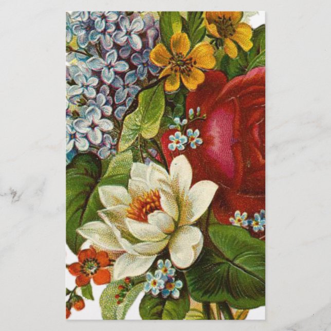 Schönes Romantisches SommBouquet mit Rote Rose Briefpapier (Vorderseite)