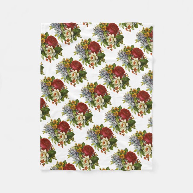 Schönes Romantisches SommBouquet mit Rote Rose Fleecedecke (Vorderseite)