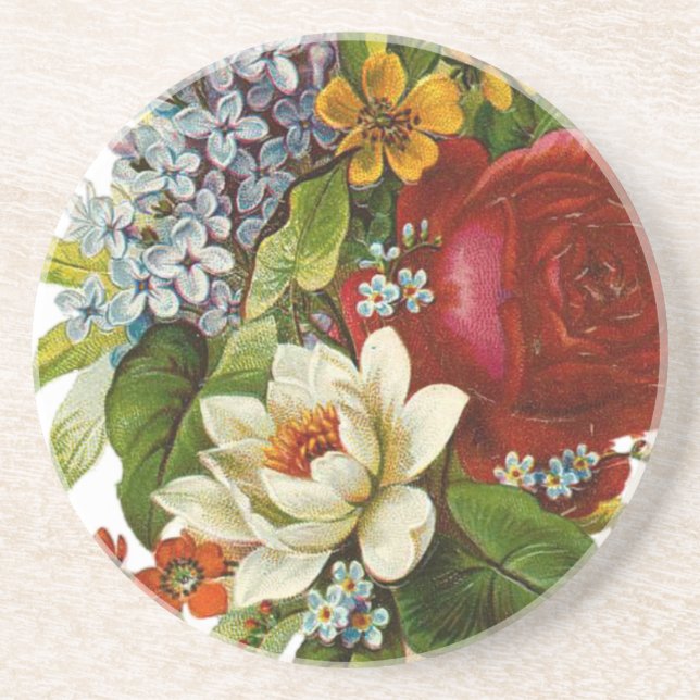 Schönes Romantisches SommBouquet mit Rote Rose Getränkeuntersetzer (Vorne)