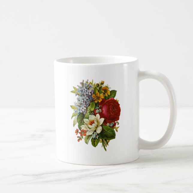 Schönes Romantisches SommBouquet mit Rote Rose Kaffeetasse (Rechts)