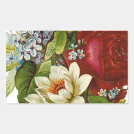 Schönes Romantisches SommBouquet mit Rote Rose Rechteckiger Aufkleber