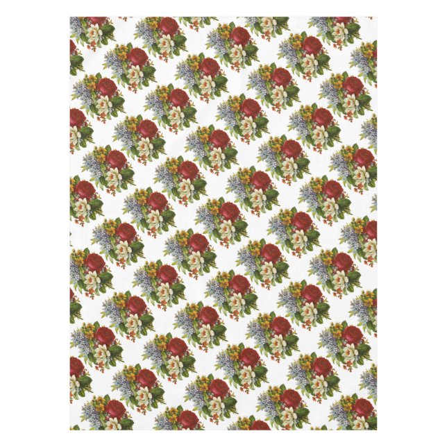 Schönes Romantisches SommBouquet mit Rote Rose Tischdecke (Vorderseite)