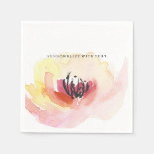 Schönes rosa Aquarell mit Blumen Serviette