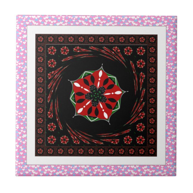 Schönes rosa blaues Herz für Liebe-Design Fliese (Vorderseite)