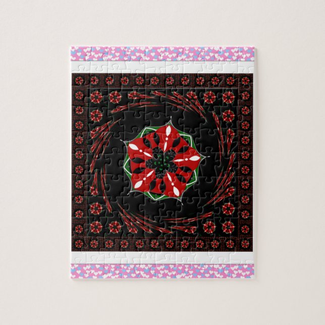 Schönes rosa blaues Herz für Liebe-Design Puzzle (Vertikal)