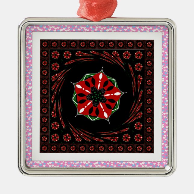 Schönes rosa blaues Herz für Liebe-Design Silbernes Ornament (Vorne)