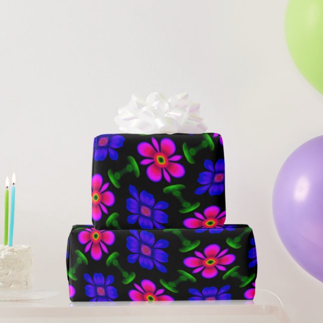 Schönes rosa Blume Muster Geschenkpapier (Partygeschenke)