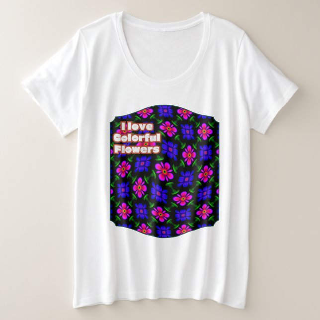Schönes rosa Blume Muster Große Größe T-Shirt (Design vorne)