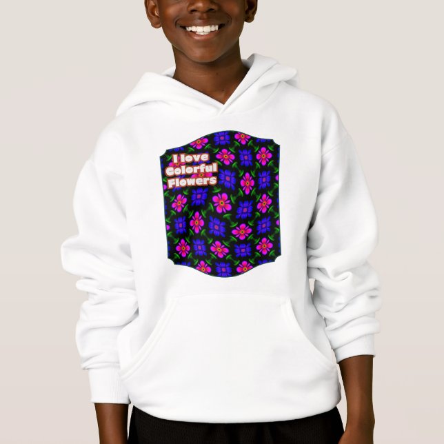 Schönes rosa Blume Muster Hoodie (Vorderseite)