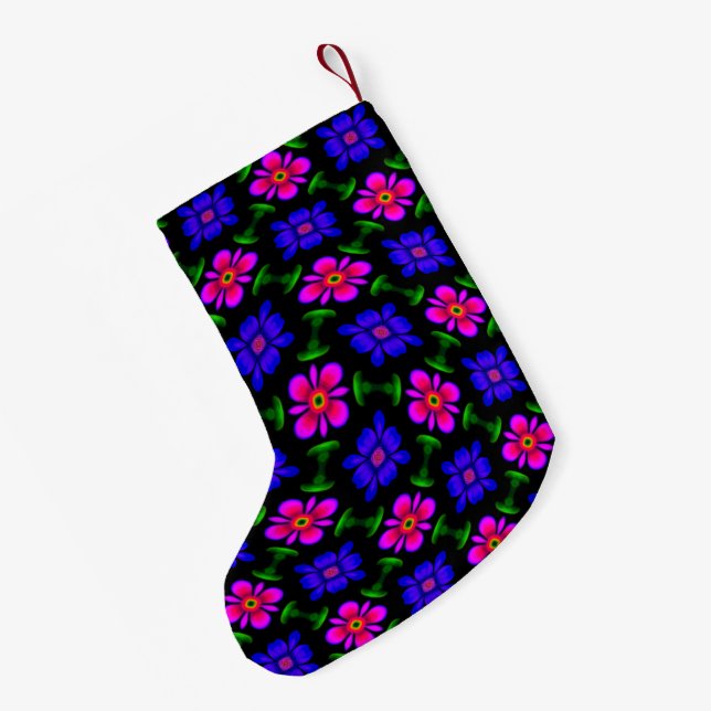 Schönes rosa Blume Muster Kleiner Weihnachtsstrumpf (Rückseite (Hängend))