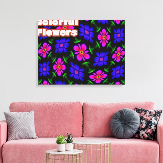 Schönes rosa Blume Muster Leinwanddruck (Insitu (Wohnzimmer))