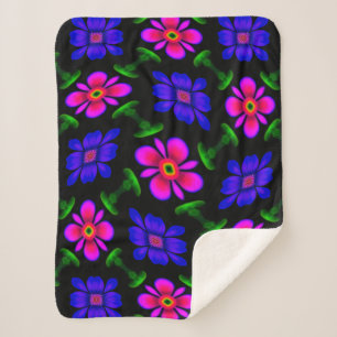 Schönes rosa Blume Muster Sherpadecke