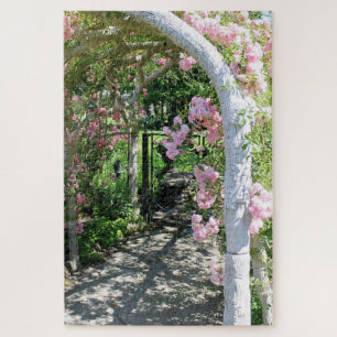 Schönes rosa Blumen-Bogen-Puzzlespiel Puzzle