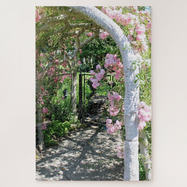 Schönes rosa Blumen-Bogen-Puzzlespiel Puzzle (Vertikal)