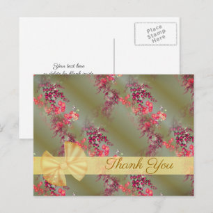 Schönes rosa Blumendesign Dankeschön-Postkarte Postkarte
