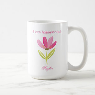 Schönes rosa Blumenthema Hausschule Kaffeetasse