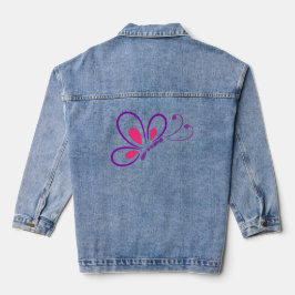 Schönes rosa Butterfly-Design Jeansjacke