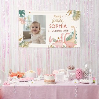 Schönes rosa Dino Banner