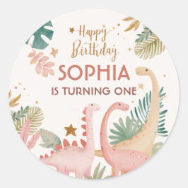 Schönes rosa Dino Runder Aufkleber