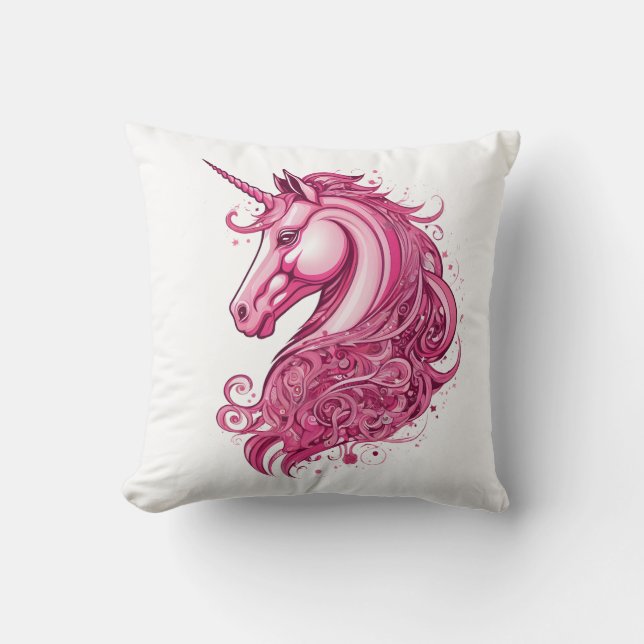 Schönes Rosa Einhorn Kissen (Vorderseite)