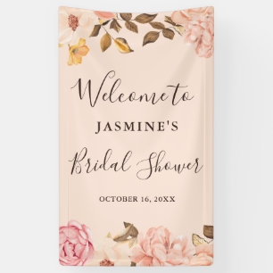 Schönes Rosa Englische Rose Brautparty Banner