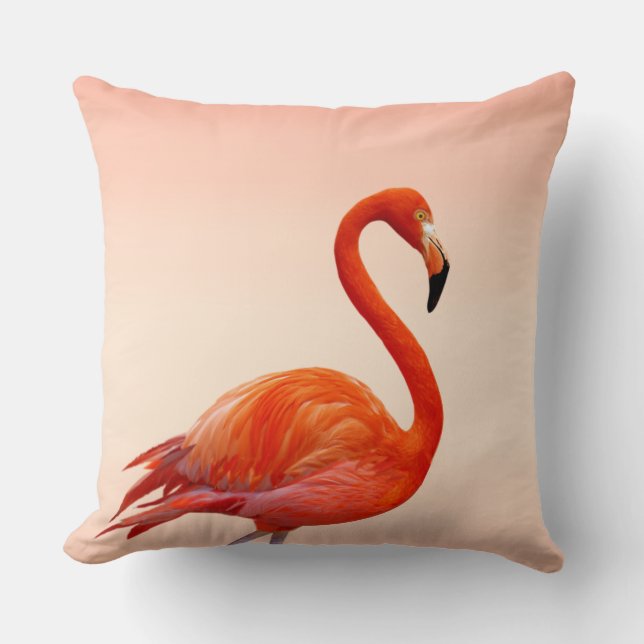 Schönes rosa Flamingo auf Light Coral Kissen (Vorderseite)