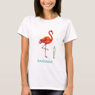 Schönes rosa Flamingo-Vogel- & Schilfpflanzen-T-Sh T-Shirt