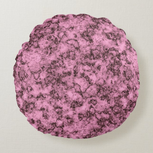 Schönes rosa, helles Marmor dunkle Adern Rundes Kissen (Vorderseite)