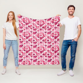 Schönes rosa Herz Muster Fleecedecke