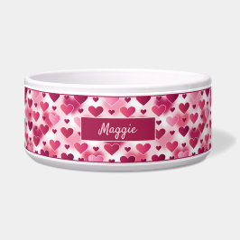 Schönes rosa Herzmuster mit Individuelle Name Napf