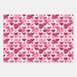 Schönes rosa Herzmuster - Valentinstag Geschenkpapier Set