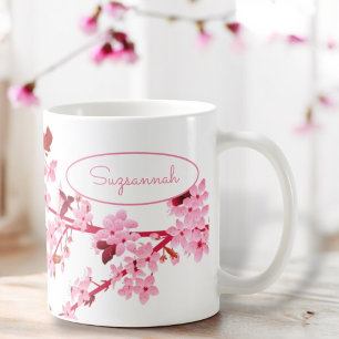 Schönes rosa Kirschblossom, florale Custom Kaffeetasse