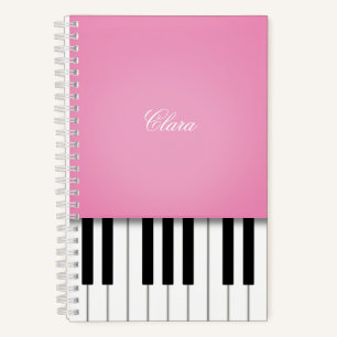 Schönes rosa Klaviermusik-Tastatur personalisiert Notizbuch