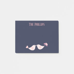 Schönes Rosa Liebesvögel auf blauem Hintergrund Post-it Klebezettel