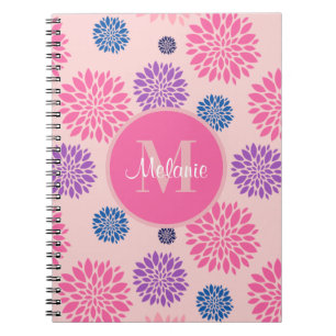 Schönes Rosa Lila und Blaues Florales Personalisie Notizblock