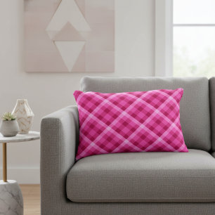 Schönes rosa Magenta Kariert Akzent Kissen