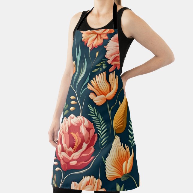 Schönes rosa, orangefarbenes und rotes Blume-Muste Schürze (InSitu)